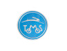 Sticker Tomos logo round 50mm RealMetal® blue / silver